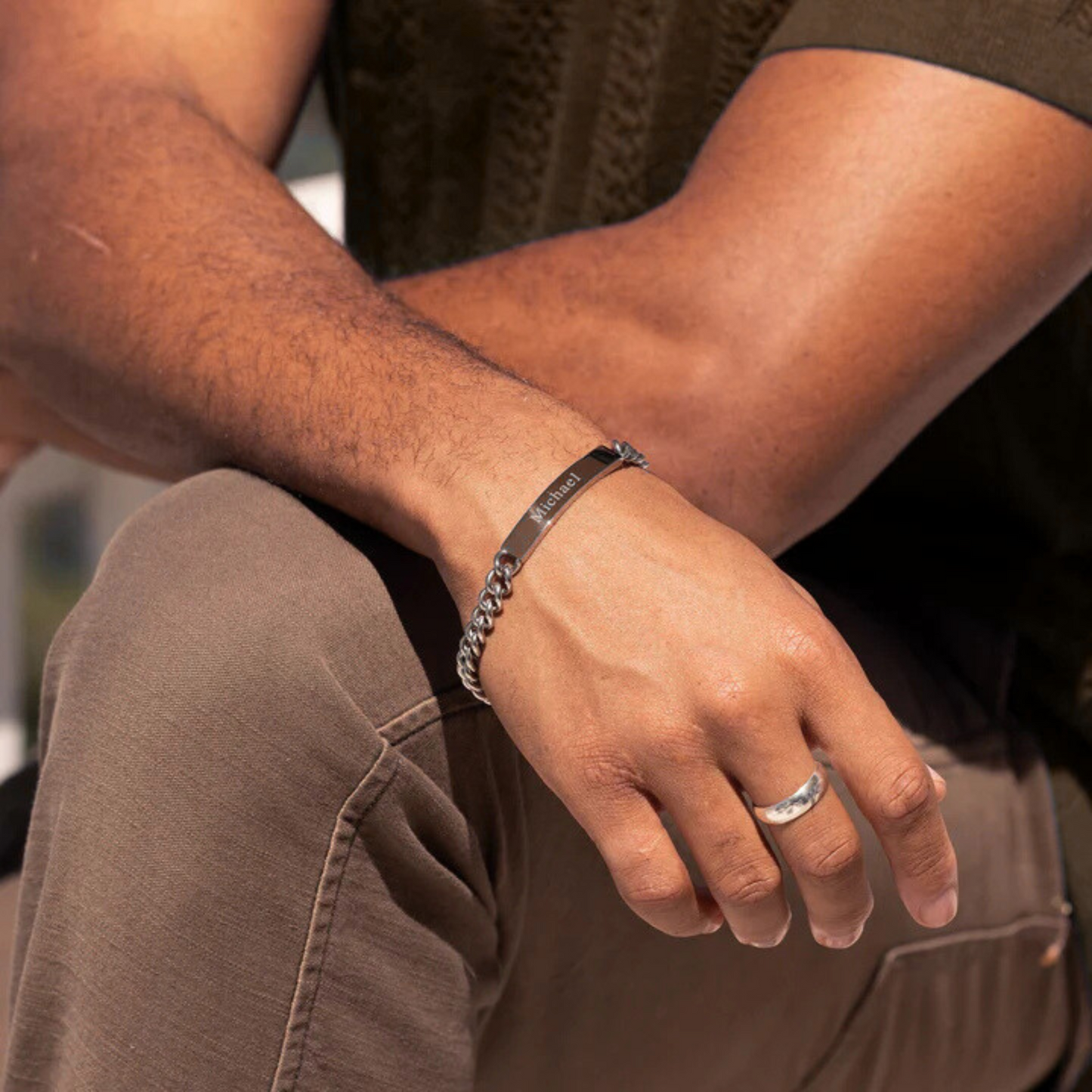 Slim Stainless Steel Figaro ID Bracelet
