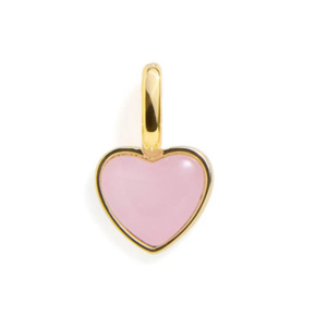 ROSE QUARTZ HEART CHARM - GOLD