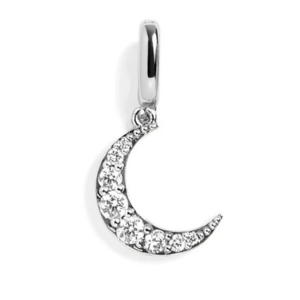 PAVE CRESCENT MOON CHARM - SILVER