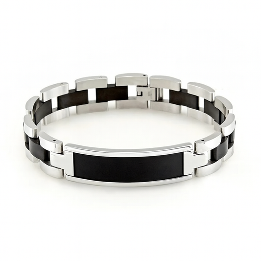 Personalized Roman Numeral Black Steel Bracelet