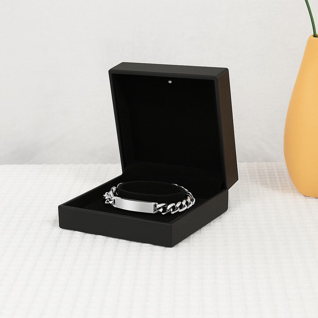 Slim Stainless Steel Figaro ID Bracelet