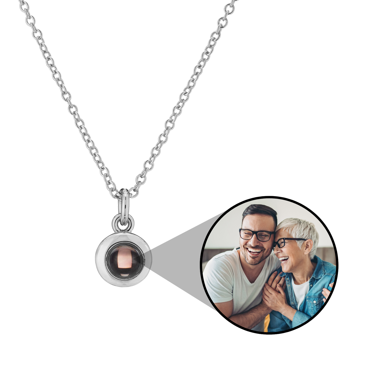Personalized Circle Photo Projection Necklace