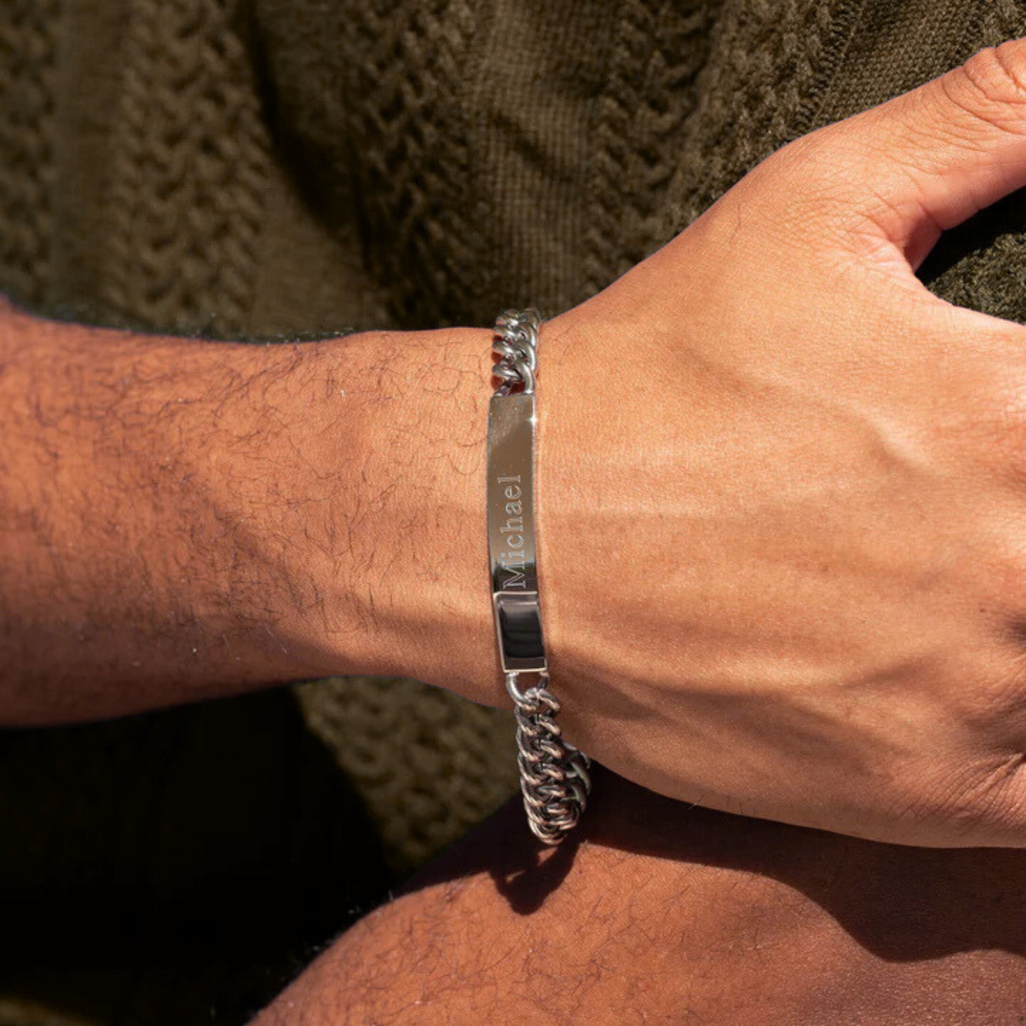 Slim Stainless Steel Figaro ID Bracelet