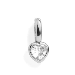 CRYSTAL HEART CHARM - SILVER