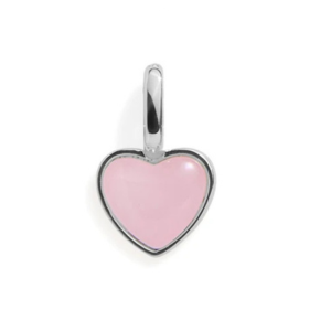 ROSE QUARTZ HEART CHARM - SILVER