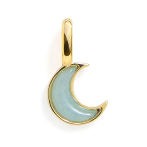 AQUAMARINE MOON CHARM - GOLD