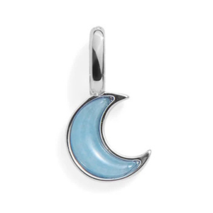 AQUAMARINE MOON CHARM - SILVER