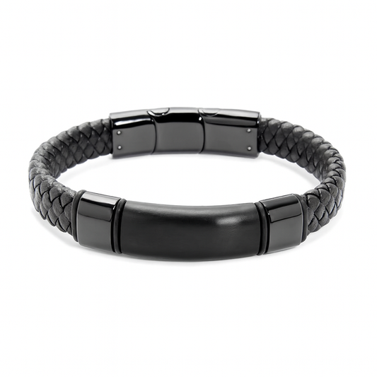 Men's Premium Matte Leather ID Bracelet