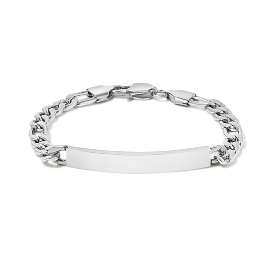 Slim Stainless Steel Figaro ID Bracelet