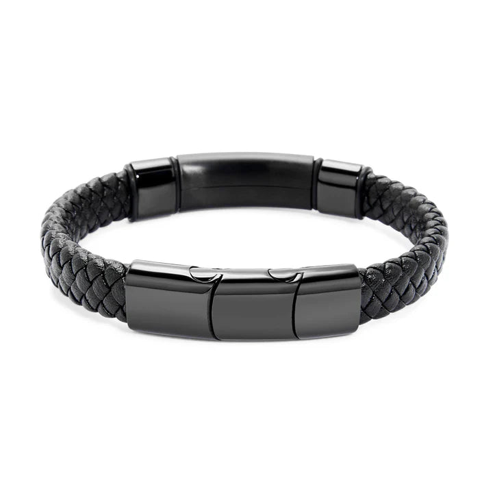 Men's Premium Matte Leather ID Bracelet