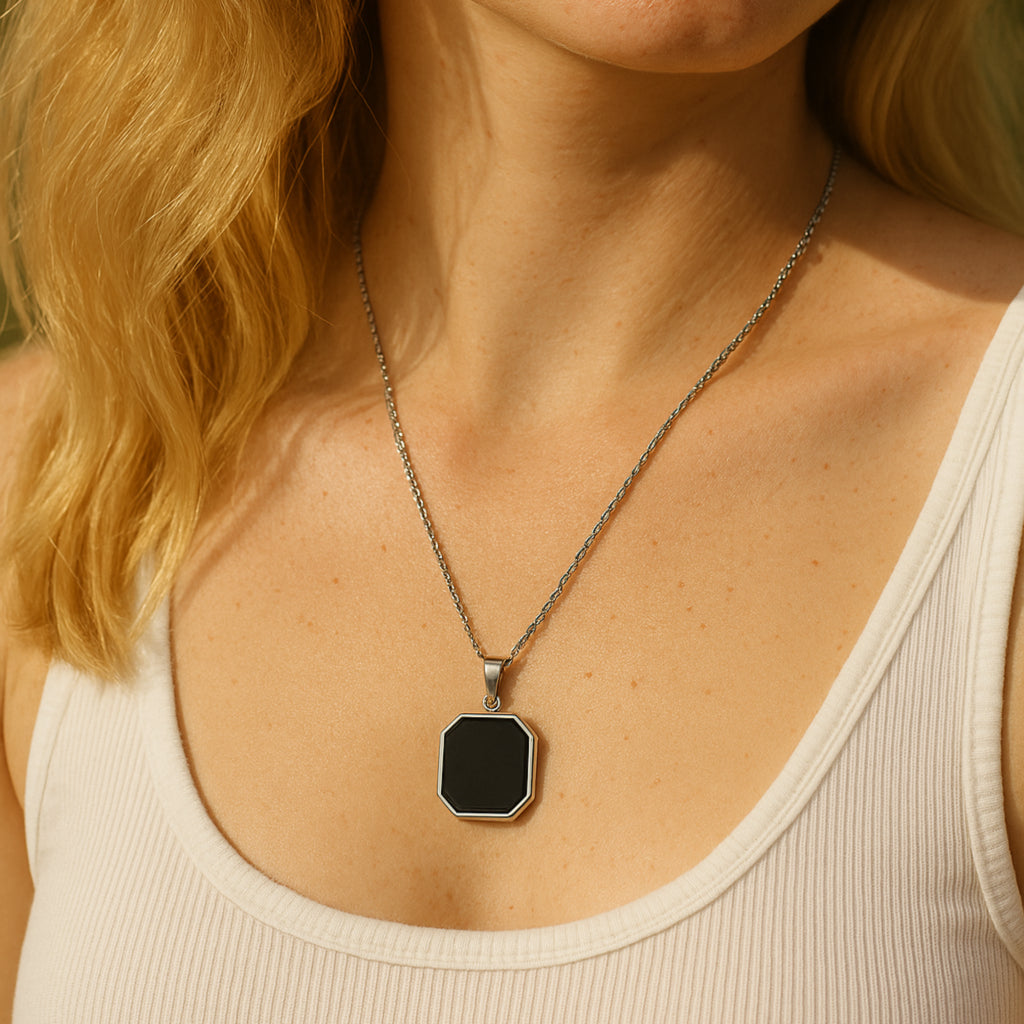 Unique Heat-Activated Memory Necklace in Black Onyx