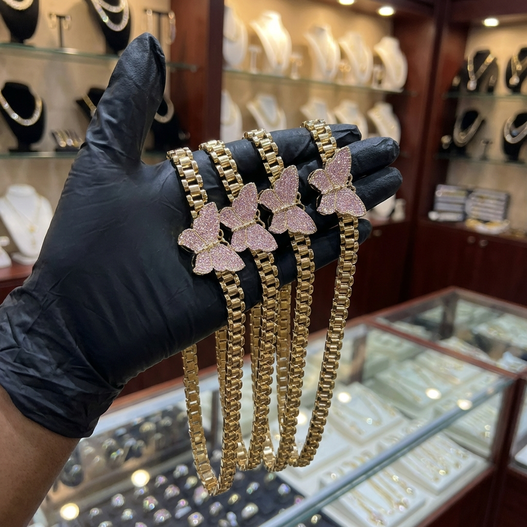 Butterfly Slider Pendant & Rolex Chain