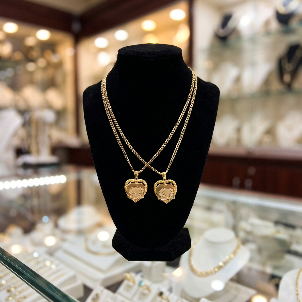 Betty Boop Heart Nugget Chain & Pendant