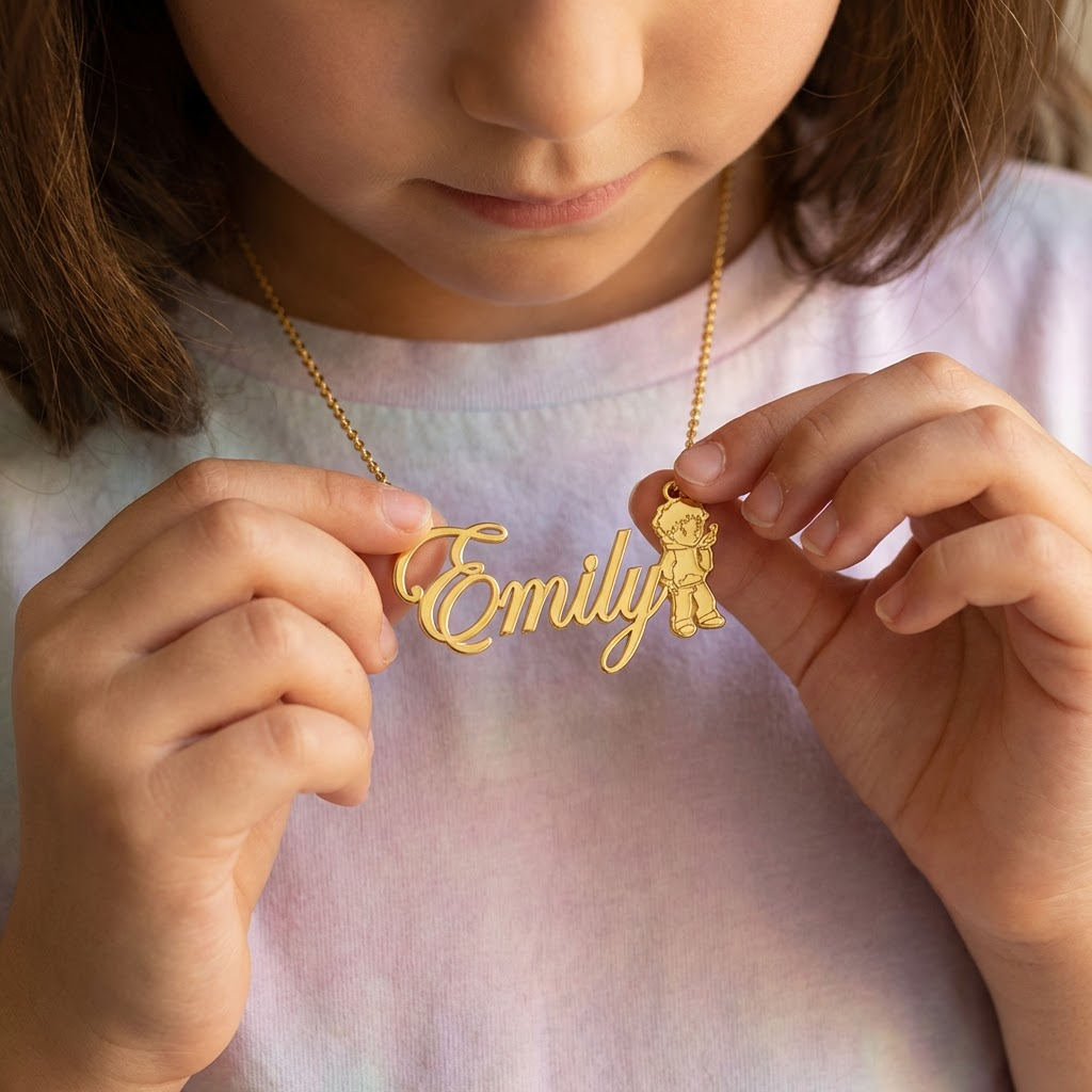 Kids Custom Name  Character Necklace