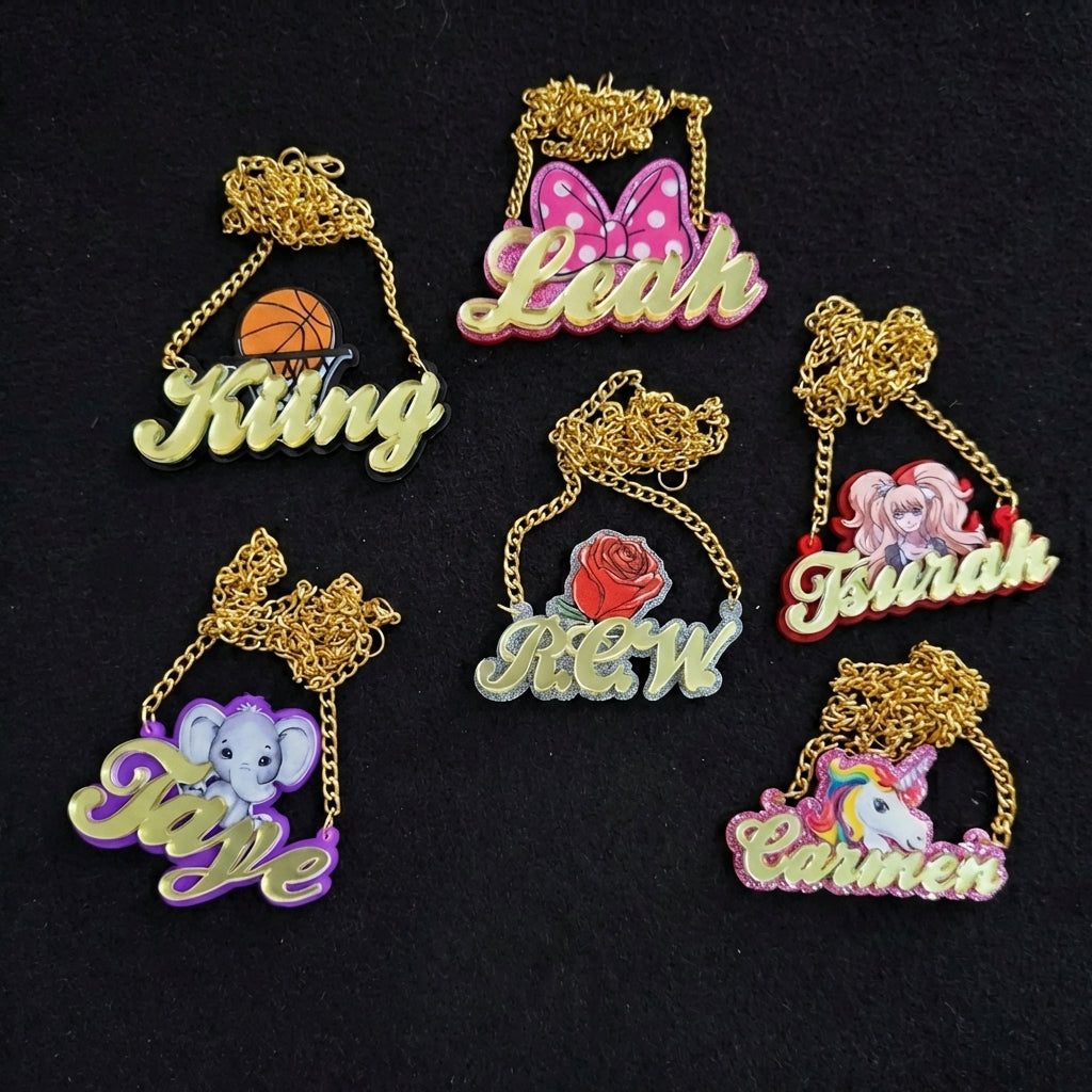 Kids Gold Cartoon Custom Name Jewelry