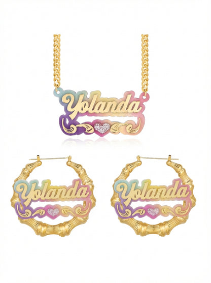 Kids Personalized Colorful Heart Acrylic Jewelry Set