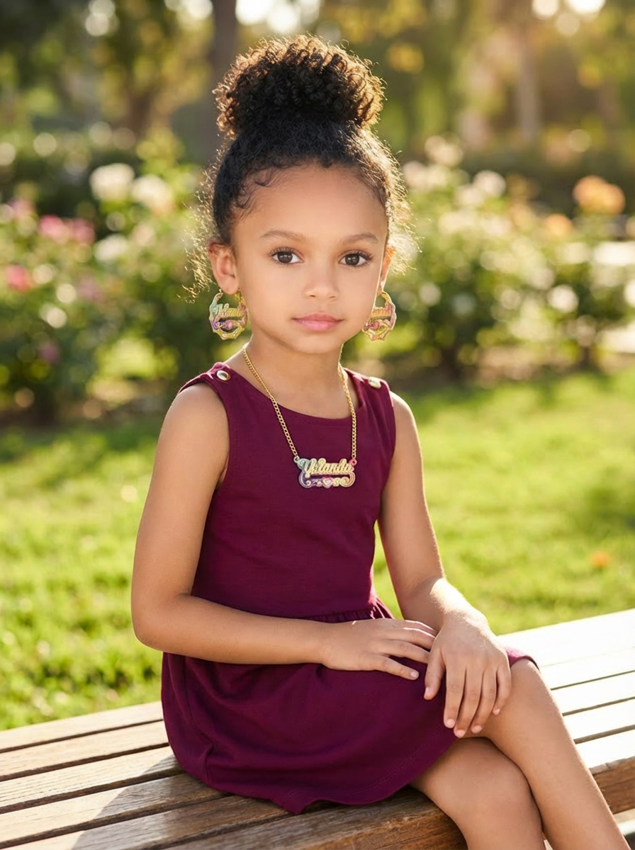 Kids Personalized Colorful Heart Acrylic Jewelry Set