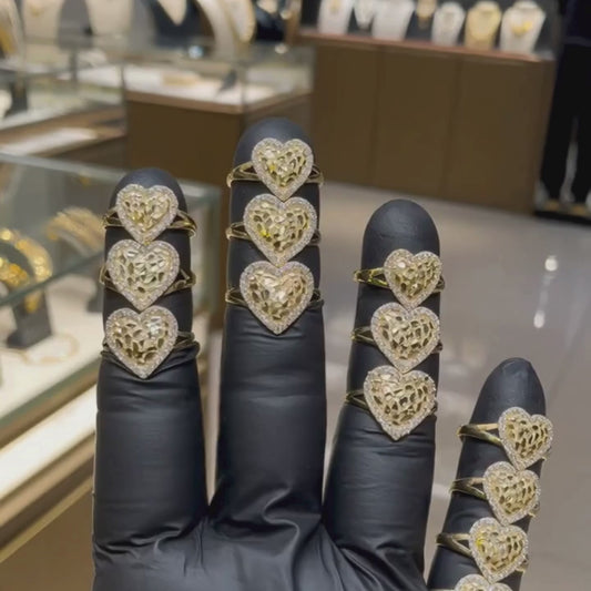 Crystal Heart Border Nugget Ring
